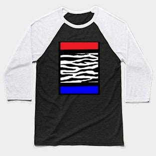 RED AND  BLUE  ZEBRA  abstract Baseball T-Shirt